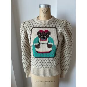 Eagle's Eye Vintage Wool Crew Neck Sweater for Saks Fifth Ave Teddy Bear
